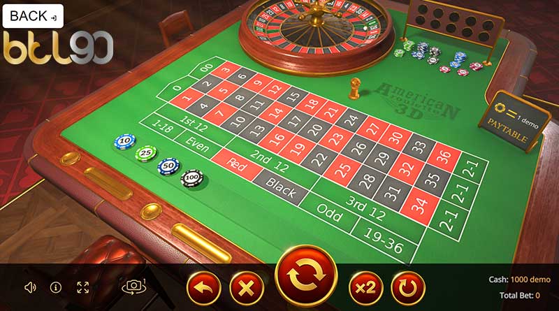 American Roulette Table with 0 and 00