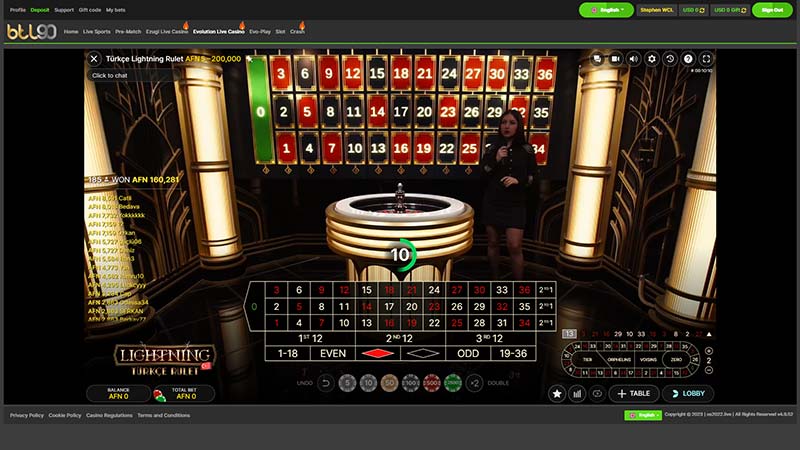 Online Roulette game with Live Dealers